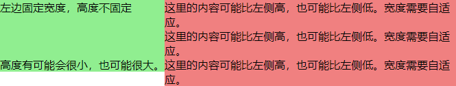 两栏布局（左栏固定右栏自适应）